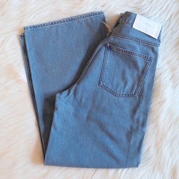 NWT Anthropologie M.i.H Embroidered Wide Leg Light Wash Cropped Jeans Size 24 - Picture 3 of 16